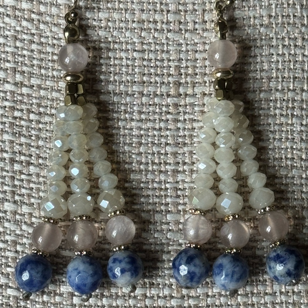 Gold, Stone and Beaded Earrings NWOT